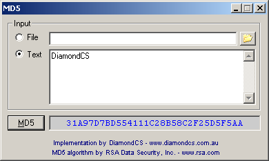 DiamondCS MD5 Screenshot
